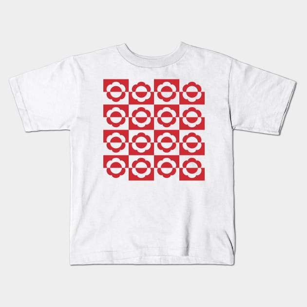 Mayapple Checkerboard Red Kids T-Shirt by Cascade Patterns